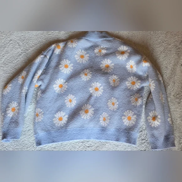 Floral Blue Cardigan Sweater - Picture 2 of 2